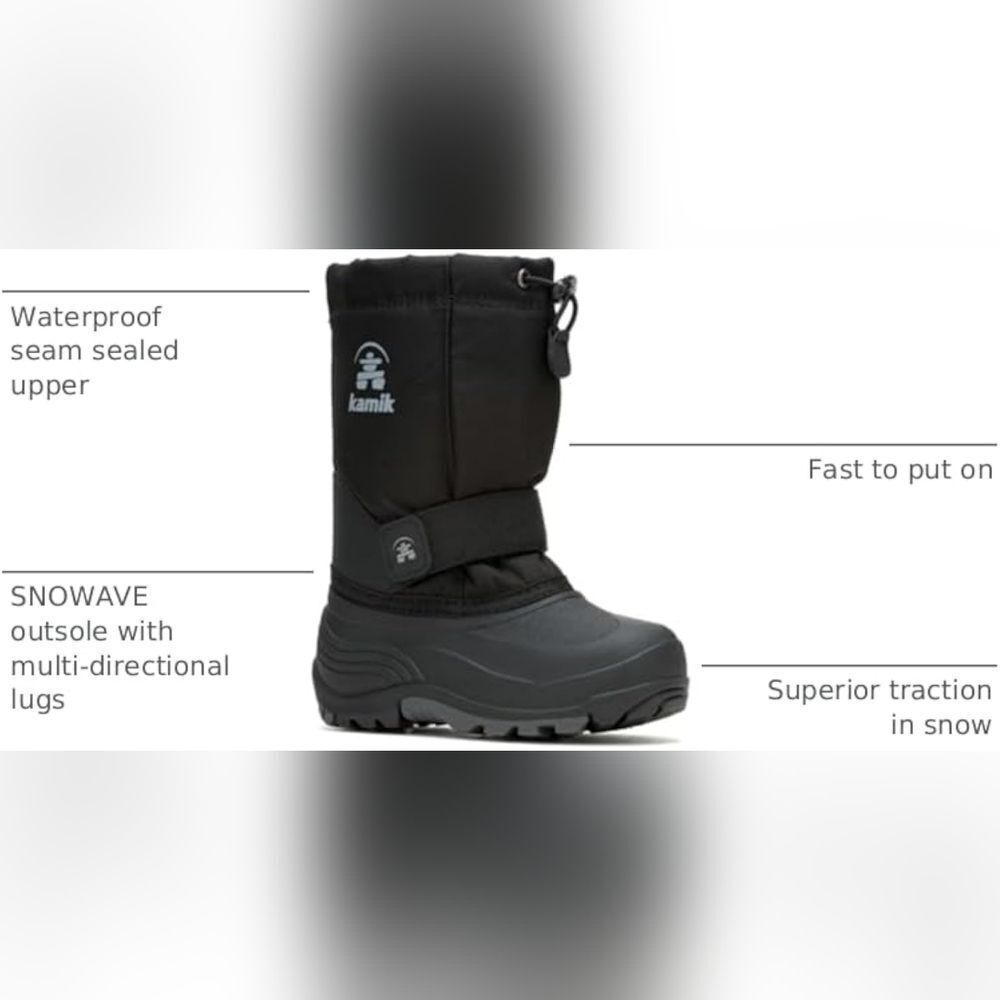 (T-4475) Kid's Kamik Rocket Insulated Snow Boots Sz 4